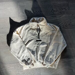 ESSENTIALS Cream Half-Zip Pullover Sweatshirt